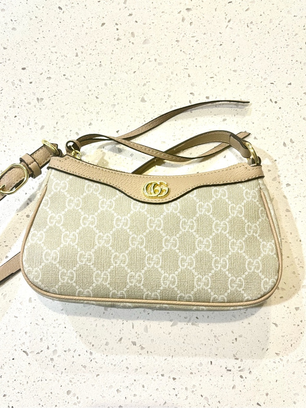 Gucci Beige GG Supreme Crossbody with Light Tan Trim